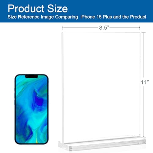 BlueValley Acrylic Sign Holder 8.5x11 Vertical - 12 Pack Double Sided Clear Plastic Table top Paper Display Stand for Menu, Flyer, Document, Poster - Standing Sign Holder for Office, Retail, Catering, Show Fair - Image 2