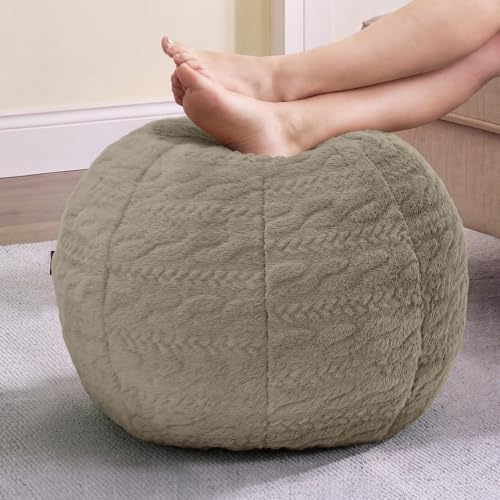 Hobestluk Stuffed Pouf Ottoman Footrest, Round Footstool,Small,Brown by YourHomeDeservesMore