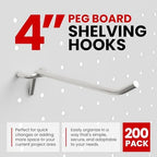 200 Pack PEG Board Pegboard Shelving Hooks 4" Length Wholesale Lot - Image 2