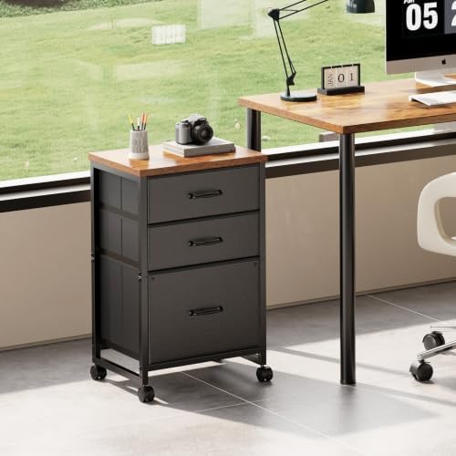 Maihail 3 Drawer Mobile File Cabinet on Wheels Fits A4 Size for Home Office - Image 2