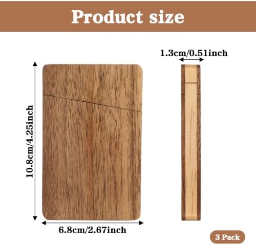 3-Pack Wood Business Card Holder, Walnut, for Desk or Pock - Image 2