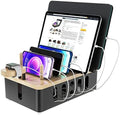 Metal Charging Station for Multiple Devices,New Upgrade Wood Charging Station for Phone Tablet Smart Watch Holder Desk Organizers，Matte Black Dock Device Organizer by GAZITOPHOUSEWARE