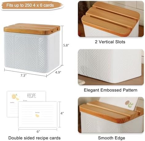Diagonal Stripe Embossed Recipe Box, 4x6 Cards & Dividers - Image 6