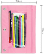 YoeeJob Pencil Pouch for 3 Ring Binder, Zipper Binder Pencil Pouches Bulk, Pencil Case with Clear Window for Class, Office, Pale Pink, 24 Packs - Image 4