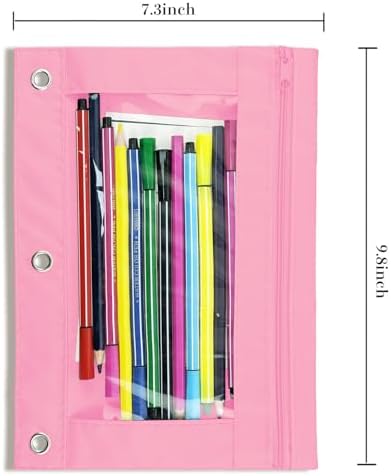YoeeJob Pencil Pouch for 3 Ring Binder, Zipper Binder Pencil Pouches Bulk, Pencil Case with Clear Window for Class, Office, Pale Pink, 24 Packs - Image 4
