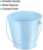 PATIKIL 4.7 Inch Colored Metal Buckets, 4 Pack Pencil Holder Buckets Round Metal Planter Pails Container with Handles for Classroom Crafts, Light Blue - Image 5