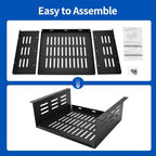 Under Desk Storage Shelf, 12"x11" Vented Steel Desk Add-On Tray for Small Form Factor SFF Computers Laptop, Compatible with PlayStation 4 PS4 Pro PS4 Slim - Image 6