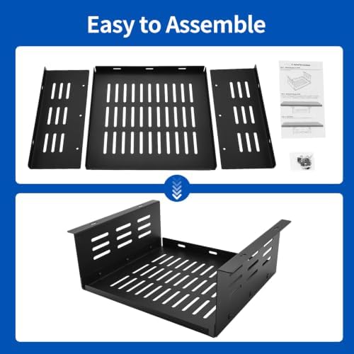 Under Desk Storage Shelf, 12"x11" Vented Steel Desk Add-On Tray for Small Form Factor SFF Computers Laptop, Compatible with PlayStation 4 PS4 Pro PS4 Slim - Image 6