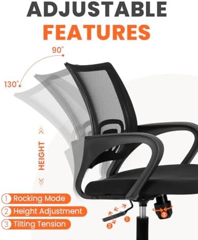 NEO CHAIR Office Computer Ergonomic Mid-Back Mesh Desk Chair, Dark Black - Image 5