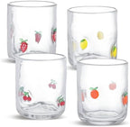 SiliFine 4 Pack Fruit Icon Juice Glasses, 14 oz by SiliFine