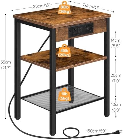 HOOBRO Side Tables with Charging Station, Small End Tables for Small Space - Image 3