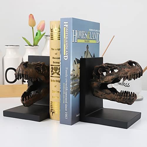 Tyrannosaurus Rex T-Rex Skull Bookend Decorative Book Decor,Home Decorative Resin Bookshelf,Paper Weights, Book Ends,Bookend Supports, Book Stopper,Desk Decor,Dinosaur Head Faux Taxidermy - Image 7