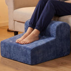 Modern Foam Filled Foot Stool, Soft Lightweight Pouf Ottoman Floor Rest for Living Room, Bedroom, Office Desk, Small Spaces, Blue by Officechairscarseatcushio