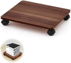 Beeveer 2 Pcs Walnut Under Desk Printer Stand 13.8 x 11.8 x 2.4 Inches by Beeveer