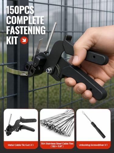 Stainless Steel Cable Ties Gun Kit: 150PCS 11.8" Zip Ties with Cable Tool - Image 2
