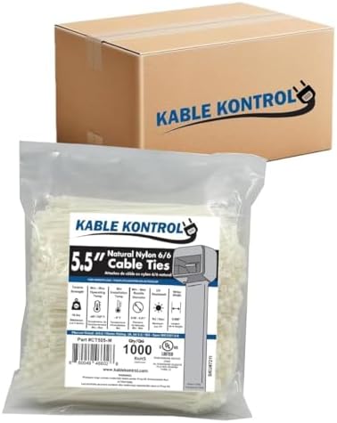 Kable Kontrol Cable Zip Ties, 5.5 Inch 30000 Pcs, 18lbs Test, Natural White by KABLEKONTROL%C2%AE