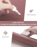 YSAGi Non-Slip Leather Desk Pad XL Size, Waterproof Laptop Computer Desk Keyboard Mat, Table Protector Blotter Mat, Large Mouse Pad for Office/Work/Home/Decor(Dark Pink, 47.2" x 23.6")-No Band - Image 6