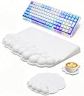 Cloud Keyboard Wrist Rest with Sloped Keyboard Pad, Ergonomic 3-in-1 Mouse Pad with Wrist Support and Coaster, Non-Slip Memory Foam Desk Mat Set for Mechanical Keyboard, Office & Gaming,White by Unknown
