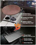 Car Tray Table & Car Laptop Desk with 360° Rotation & Phone Holder - Wooden Cup Holder Table, Car Laptop Mount & Food Tray Compatible with Tesla Model Y/3/S and Most Vehicles Walnut - Image 3