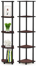 Furinno TURN-N-TUBE Corner Shelf Set of 2, 5-Tier Corner Bookshelf, Open Storage Shelves, for Organization and Storage, Living Room, Home Office, Garage, Dark Cherry by Furinno-FitsYourSpaceFitsYourBudget
