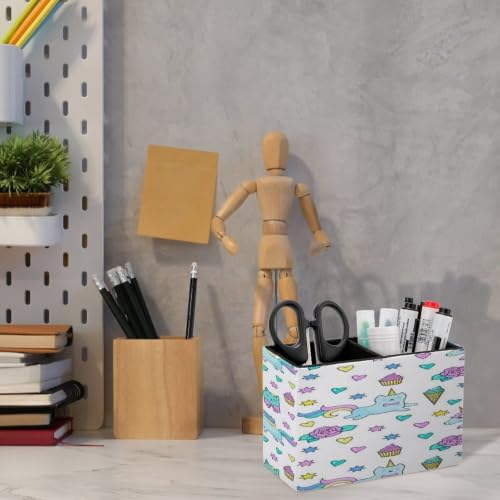 PU Leather Multi-Compartment Pen Holder Desktop Organizer Pencil Cup Storage Caddy for Office Home Supplies Winter Holidays Christmas Ornaments in Warm Colors - Image 6