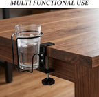 GALPADA Desk Cup Holder Clamp On Mount - Anti-Spill Bottle Rack - 2-in-1 Under Desk Headphone Hanger - Metal Coffee Mug Stand for Drink Office Accessories - Image 6