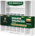 ROYAL CRAFT WOOD Luxury Bamboo Kitchen Drawer Organizer - Silverware Organizer - Utensil Holder and Cutlery Tray with Grooved Drawer Dividers for Flatware and Kitchen Utensils (9 Slot, White) by ROYALCRAFTWOOD