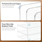 Acrylic Desk Organizer Book Organizer, Magazine File Holder, Vertical File Organizer Stand File Folder Holder, Mail Organizer Countertop Mail Sorter File Sorter, Clear Book Ends Book Holder - Image 4