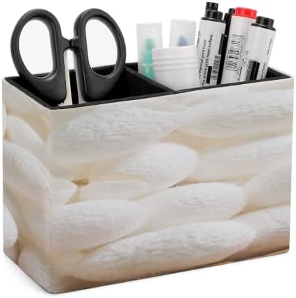 PU Leather Multi-Compartment Pen Holder Desktop Organizer Pencil Cup Storage Caddy for Office Home Supplies Closeup Cocoon White Details The Nature of The Cocoon Shell by Unknown