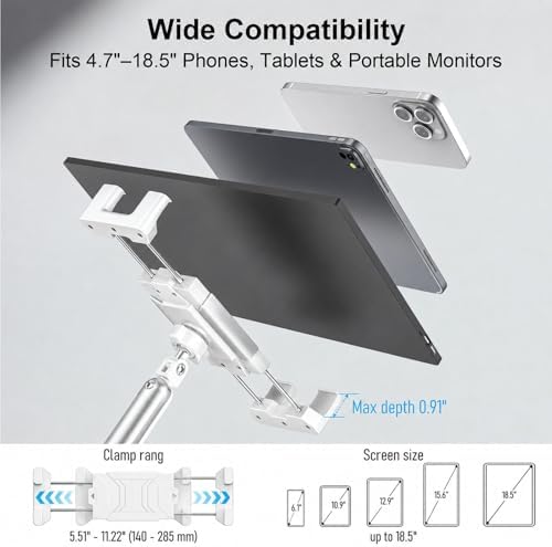 Portable Monitor Stand 15.6", Heavy Duty Tablet Arm Mount with Desk Clamp - Image 3