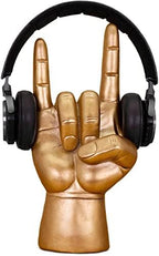 Luckies Headphone Stand - Headphone Holder - Rock On Hand - Headset Stand - Mens Jewellery Holder - Mens Desk Accessories - Controller Holders - Guitar Accessories - Desk Tidy - Dad Rock Gifts - Gold - Image 4
