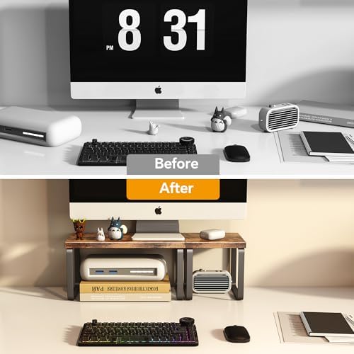 Homeiju Wooden Desktop Shelf for Top of Desk, 2-Tier Desktop Bookshelf - Image 6