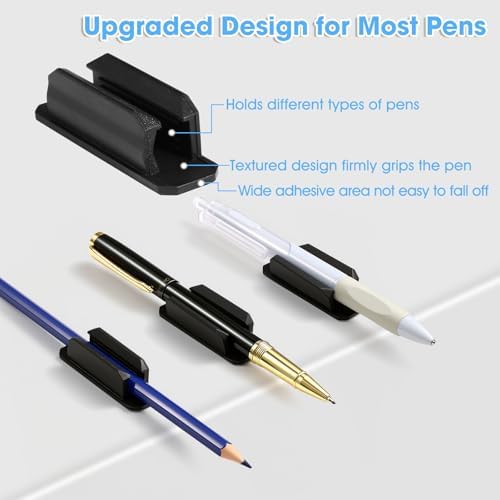 VZZNN 80 Pack Adhesive Pencil Holders for Desk - Reusable Silicone Pen Grips for Desk Organization, Wall, Clipboard, Office & Teacher Supplies with Strong Sticky Pads - Image 2