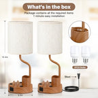 Fenmzee Bedside Lamps for Bedroom Set of 2 - Table Desk Lamp for Nightstand - Image 4
