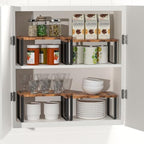 CADUKE Set of 4 Counter Shelves Kitchen Cabinet Shelf Organizer Brown - Image 5