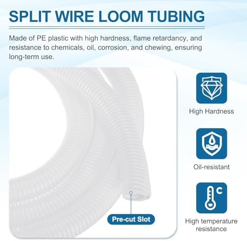 MECCANIXITY 1" 20ft Split Wire Loom Tubing w/Installation Tool White - Image 3