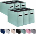 6 Pack Letter Size File Storage Box Collapsible，Fabric Hanging File Folders Organizer, Portable Office Document Holder with Metal Handle, Smooth PVC Rails, Green by ComfortKeeper