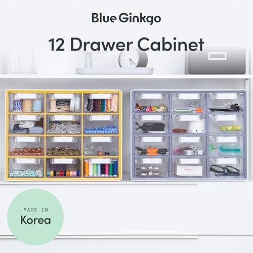 Blue Ginkgo 12-Drawer Storage Cabinet Organizer, Grey, Made in Korea - Image 3
