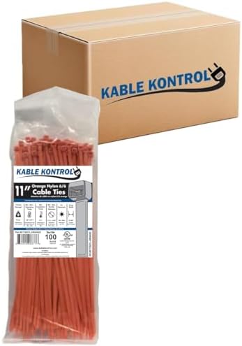 Kable Kontrol Cable Zip Ties, 11 Inch, 8500 Pcs, 50lbs Test, Orange by KABLEKONTROL%C2%AE