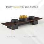 Mount-It! Extra Wide 39" Dual Monitor Stand Riser with 2 Drawers, Holds 66 lbs, Real Wood Platform, Built-In Device Slot, Removable Shelf, Home Office Desk Organizer - Image 5