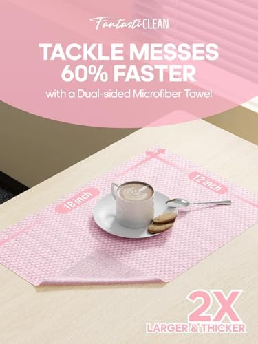 Fantasticlean Microfiber Cleaning Cloth Roll- 18'' x 12'', 36 Sheets (Pink) - Image 3