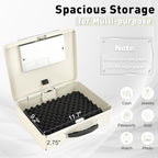 KYODOLED Off-White Safe Box with Digital Keypad Lock, Lock Box with Code for Personal Items, Metal Security Box for Cash, Passport, Ideal for Home, Office, Garage Sale, 11.8'' x 9.4'' x 3.5'' - Image 3