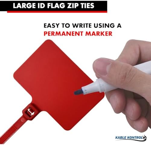Kable Kontrol Cable Marker Identification Zip Ties 12 Inch 1000 Pcs – Red - Image 3