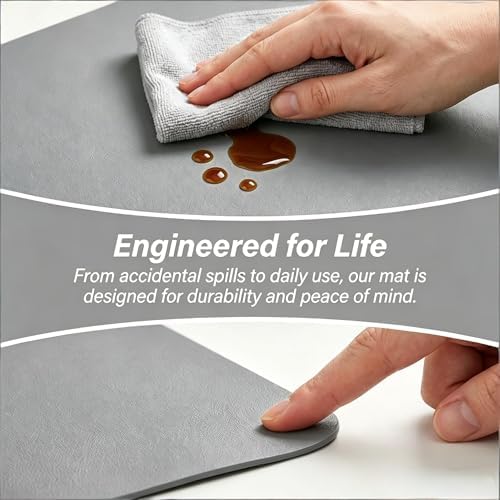 and Leather Desk Mat - Gray - 31.5x63 Inch Felt and Vegan Leather Desk Blotter with Document Hideaway - Large Computer Mats for Desktop - Ideal Keyboard Mat for Desktop - Image 5