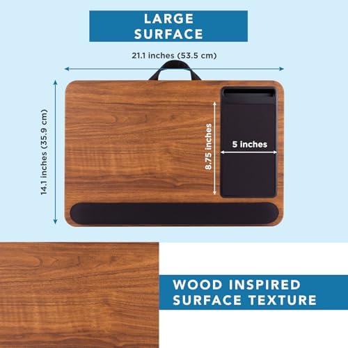 LAPGEAR Home Office Pro Lap Desk – Espresso Woodgrain, Fits 15.6” Laptops - Image 5