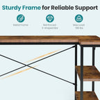 OLIXIS 47 Inch L Shaped Desk, Corner Computer Gaming Desks with Shelves - Image 6