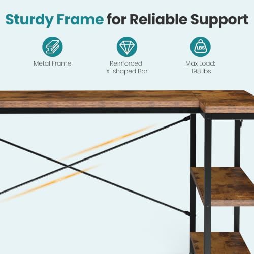 OLIXIS 47 Inch L Shaped Desk, Corner Computer Gaming Desks with Shelves - Image 6