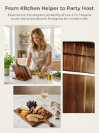 Acacia Wood Cookbook Stand, 15.7 x 11.8 in, Removable Serving Board - Image 6