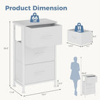 DUMOS 3 Drawer Nightstand for Bedroom, Small Night Stand Chest of Drawers - Image 3