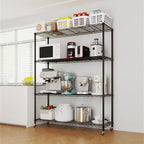 4 Tier Storage Racks Shelving, Heavy Steel Pantry Shelves, Adjustable Wire Shelving Rack with Wheels, Suitable for Garage, Kitchen, Bathroom, Office, 46" W x 18" D x 65" H, Black - Image 2